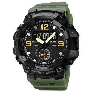 Часы наручные мужские SKMEI 1965AG ARMY GREEN, Часы армейские оригинал, Часы спортивные. Цвет: зеленый 00022059 фото