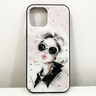 Чохол для Apple Iphone 12 Pro Max дівчина в окулярах. Колір: рожевий 00023780 фото