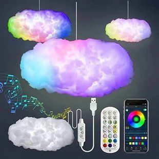Подвесной 3D LED светильник в виде облака с пультом 00022149 фото