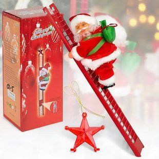 Игрушка дед мороз, на лестнице cx-5 музыкальная новогодняя игрушка 00024923 фото