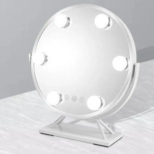Кругле дзеркало для макіяжу з LED підсвічуванням Led Mirror JX-526, 5 LED, Білий 00024586 фото