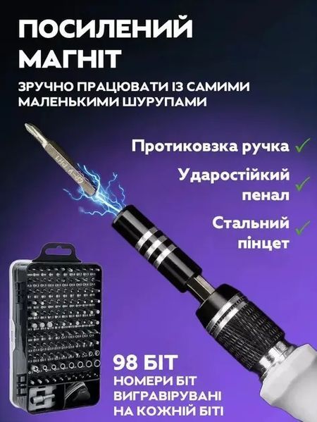 Набір викруток UKC 115 в 1 для ремонту електроніки в боксі 00022704 фото