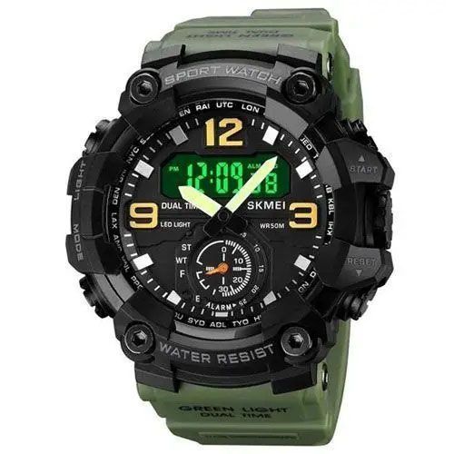 Часы наручные мужские SKMEI 1965AG ARMY GREEN, Часы армейские оригинал, Часы спортивные. Цвет: зеленый 00022059 фото