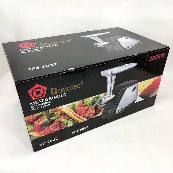 Електрична м'ясорубка Domotec MS-2022, м'ясорубка для дому, м'ясорубка для домашньої ковбаси 00018960 фото