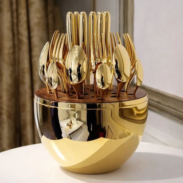 Столові прилади із нержавіючої сталі EGG 24 шт Gold 00020601 фото