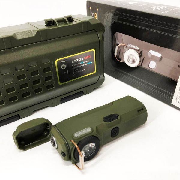 Фонарик-зажигалка армейская MULTIFUNCTIONAL D51-COB, Зажигалка на подарок в упаковке. Цвет: зеленый 00023581 фото