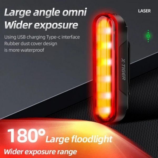 Велосипедный фонарь аккумуляторный LEADBIKE LD80-6LED с лазерной разметкой велофонарь, Фонарь стоп 00016786 фото