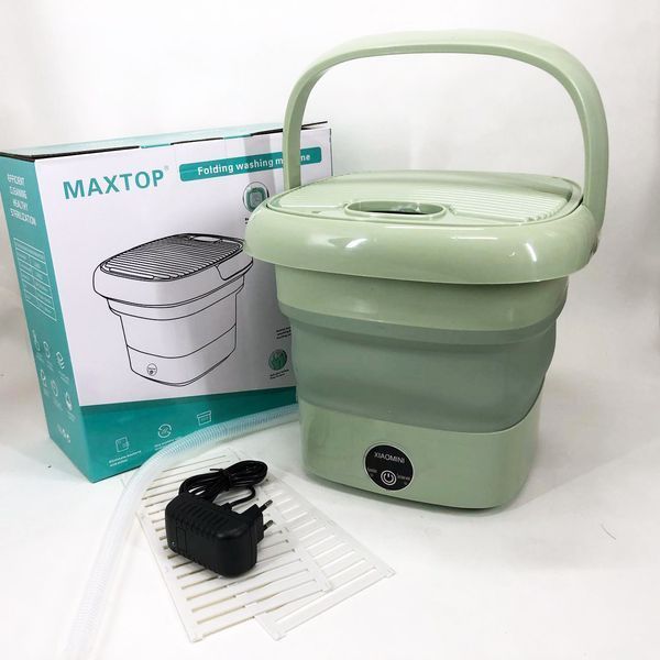 Складна пральна машина MAXTOP silicon washing machine, Портативна пралка відро. Колір: зелений 00012693 фото