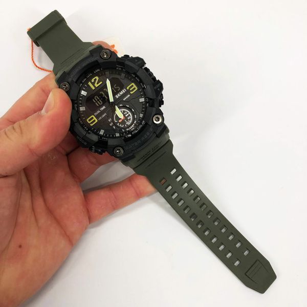 Часы наручные мужские SKMEI 1965AG ARMY GREEN, Часы армейские оригинал, Часы спортивные. Цвет: зеленый 00022059 фото