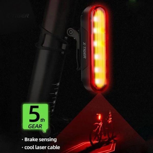Велосипедный фонарь аккумуляторный LEADBIKE LD80-6LED с лазерной разметкой велофонарь, Фонарь стоп 00016786 фото