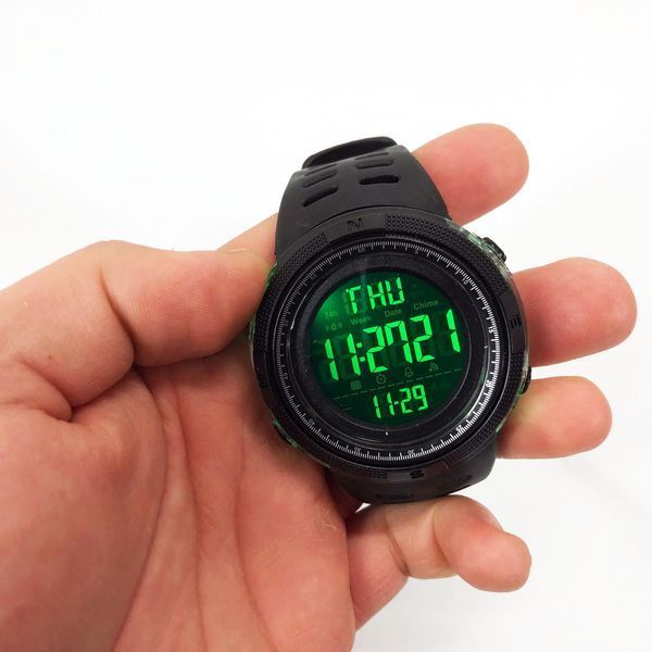 Часы наручные мужские SKMEI 2070BK BLACK, водостойкие тактические часы. Цвет: черный 00022425 фото