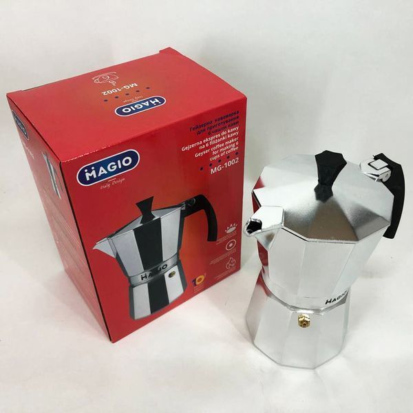 Гейзерна кавоварка Magio MG-1002 300 мл, гейзер для кави, кавоварка гейзерного типу, кавоварка для дому 00018675 фото