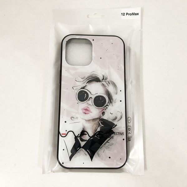 Чохол для Apple Iphone 12 Pro Max дівчина в окулярах. Колір: рожевий 00023780 фото