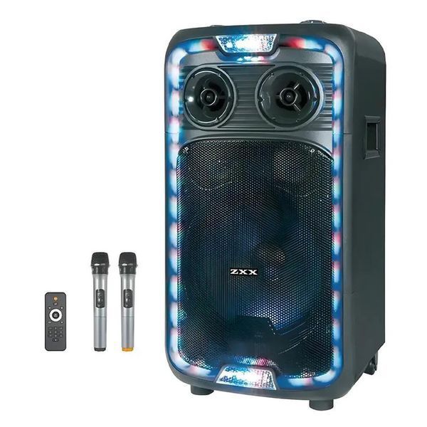 Акустическая переносная колонка ZXX-1290 600 Вт 12 дюйм 71х345х30см два микрофона пульт ДУ с подсветкой 00017709 фото