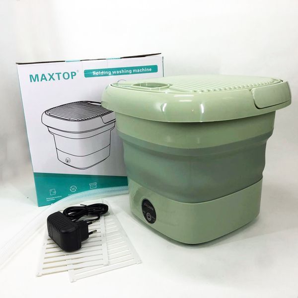 Складна пральна машина MAXTOP silicon washing machine, Портативна пралка відро. Колір: зелений 00012693 фото