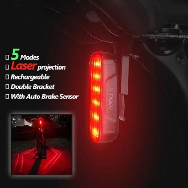 Велосипедный фонарь аккумуляторный LEADBIKE LD80-6LED с лазерной разметкой велофонарь, Фонарь стоп 00016786 фото