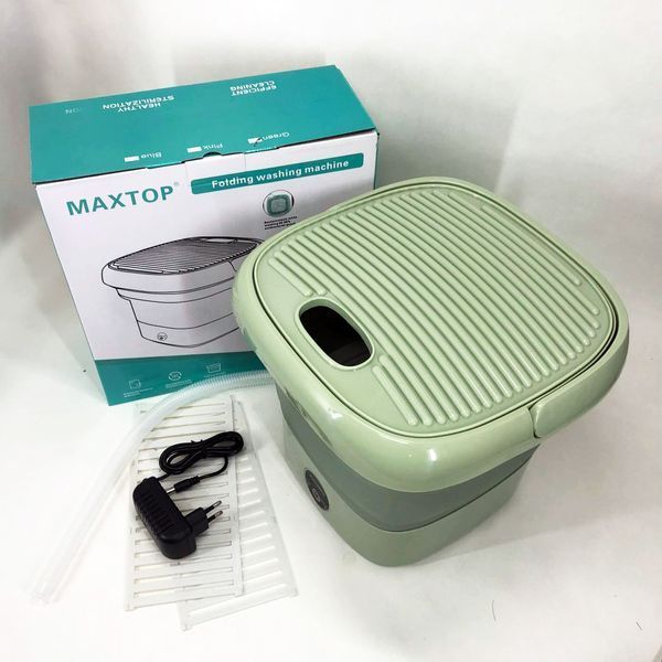 Складна пральна машина MAXTOP silicon washing machine, Портативна пралка відро. Колір: зелений 00012693 фото