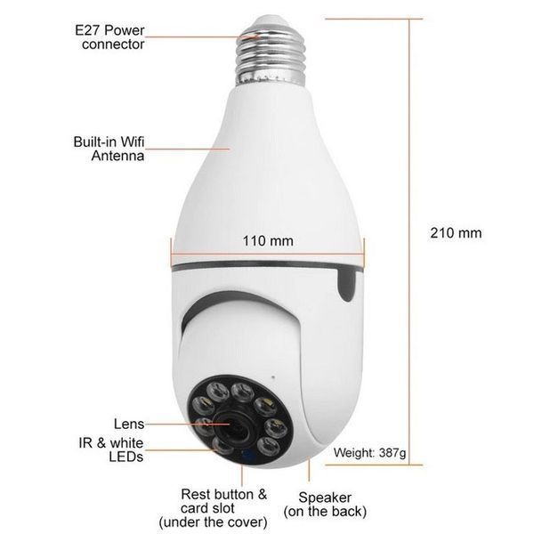 Камера видеонаблюдения лампочка CAM L1 E27 WIFI IP 360/90 поворотная 00017296 фото