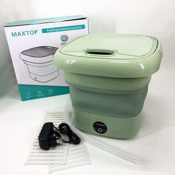 Складна пральна машина MAXTOP silicon washing machine, Портативна пралка відро. Колір: зелений 00012693 фото