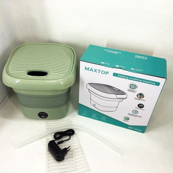 Складна пральна машина MAXTOP silicon washing machine, Портативна пралка відро. Колір: зелений 00012693 фото