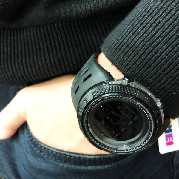 Часы наручные мужские SKMEI 2070BK BLACK, водостойкие тактические часы. Цвет: черный 00022425 фото