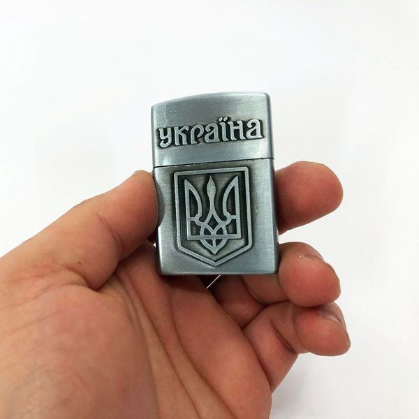 Запальничка кремнієва патріотична Україна 4550. Колір: срібний 00023335 фото
