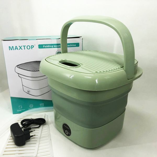 Складна пральна машина MAXTOP silicon washing machine, Портативна пралка відро. Колір: зелений 00012693 фото