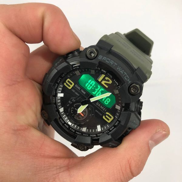 Часы наручные мужские SKMEI 1965AG ARMY GREEN, Часы армейские оригинал, Часы спортивные. Цвет: зеленый 00022059 фото