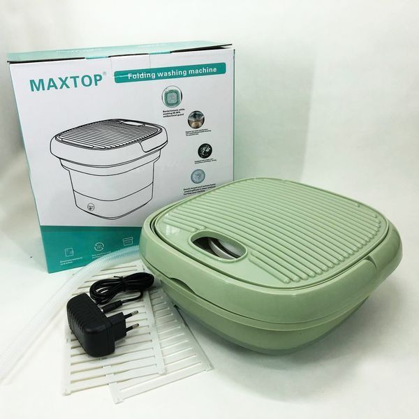 Складна пральна машина MAXTOP silicon washing machine, Портативна пралка відро. Колір: зелений 00012693 фото