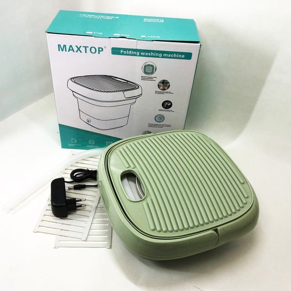 Складна пральна машина MAXTOP silicon washing machine, Портативна пралка відро. Колір: зелений 00012693 фото