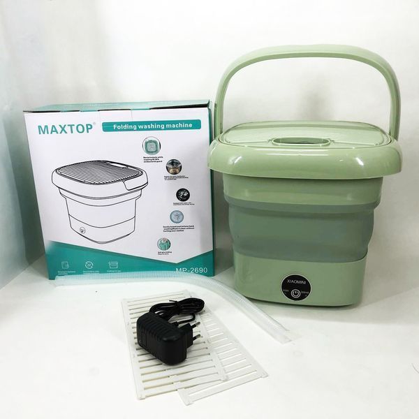 Складна пральна машина MAXTOP silicon washing machine, Портативна пралка відро. Колір: зелений 00012693 фото