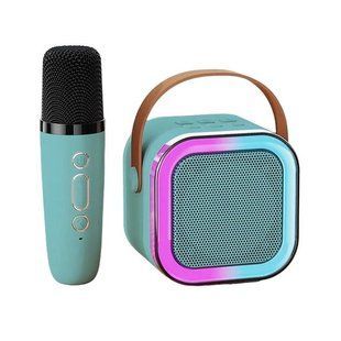 Портативна колонка з караоке мікрофоном та RGB підсвічуванням K12 10W Bluetooth. Колір: блакитний 00016311 фото