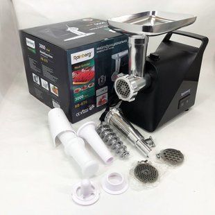 М'ясорубка Rainberg RB-679 3000W із соковижималкою, електром'ясорубка для дому, електром'ясорубка з реверсом 00020149 фото