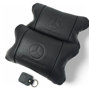 Набор кожаных подушек Mercedes-Benz + брелок в подарок, подушка на подголовник 00016876 фото