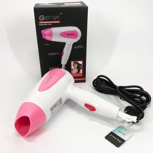 Фен для волосся складаний дорожній Gemei GM-1756 1200 Вт, Домашній фен для укладання. Колір: рожевий 00014525 фото