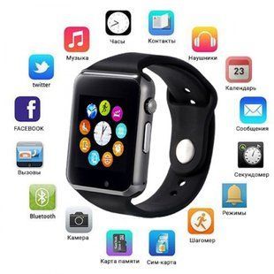 Смарт-часы Smart Watch A1 умные электронные со слотом под sim-карту + карту памяти micro-sd. Цвет: черный 00022423 фото