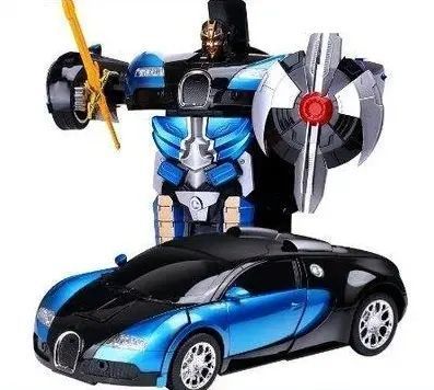 Машинка Трансформер Bugatti Size 18 см Robot Car синя з пультом 00015885 фото