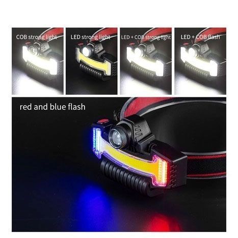 Налобний ліхтарик Bailong BL-W685-LTS+COB+RGB, 5 режимів, водостійкий, ударостійкий, USB кабель Type-c 00022984 фото