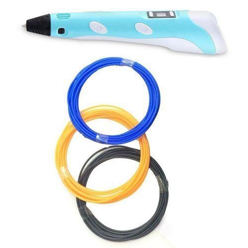 3D ручка Smart 3D Pen 2 c LCD дисплеем, Интересная ручка 3д для детей, Оригинальная. Цвет: голубой 00015790 фото