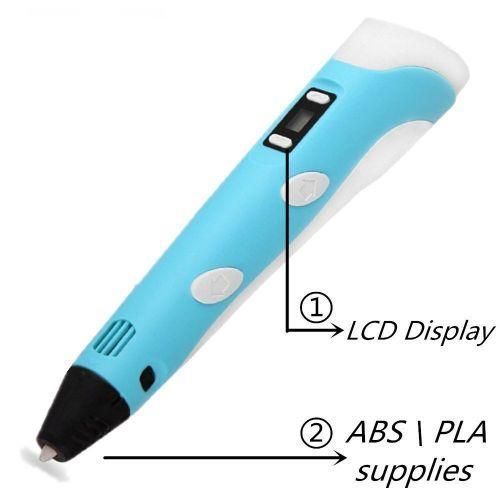 3D ручка Smart 3D Pen 2 c LCD дисплеем, Интересная ручка 3д для детей, Оригинальная. Цвет: голубой 00015790 фото