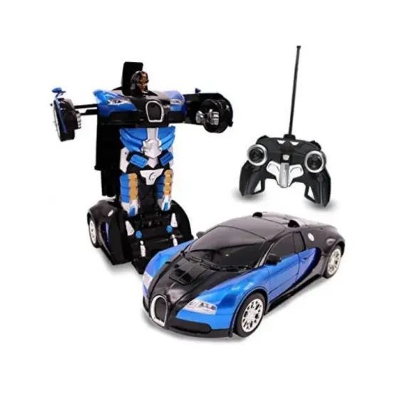 Машинка Трансформер Bugatti Size 18 см Robot Car синя з пультом 00015885 фото