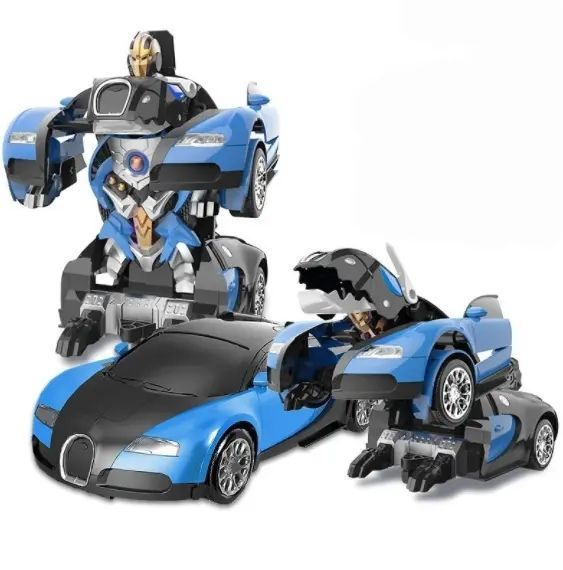 Машинка Трансформер Bugatti Size 18 см Robot Car синя з пультом 00015885 фото