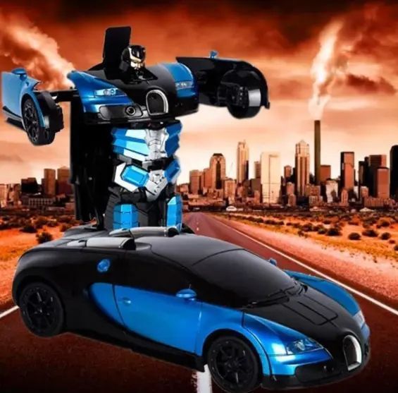 Машинка Трансформер Bugatti Size 18 см Robot Car синя з пультом 00015885 фото