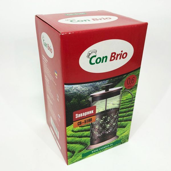 Френч-пресс Заварник для чая Con Brio CB-5160 600мл, Чайник самовар стеклянный, Чайники для заварки 00019103 фото