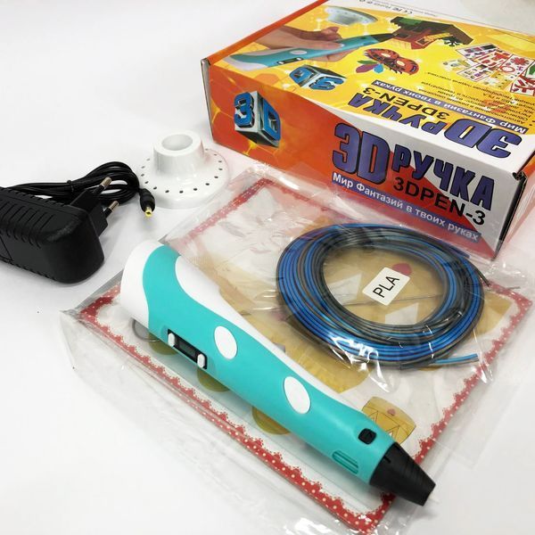 3D ручка Smart 3D Pen 2 c LCD дисплеем, Интересная ручка 3д для детей, Оригинальная. Цвет: голубой 00015790 фото
