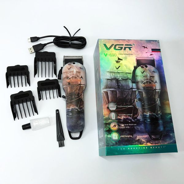 Акумуляторна машинка для стрижки vgr v-690 від usb нержавіюча сталь, підстригальна машинка 00014401 фото