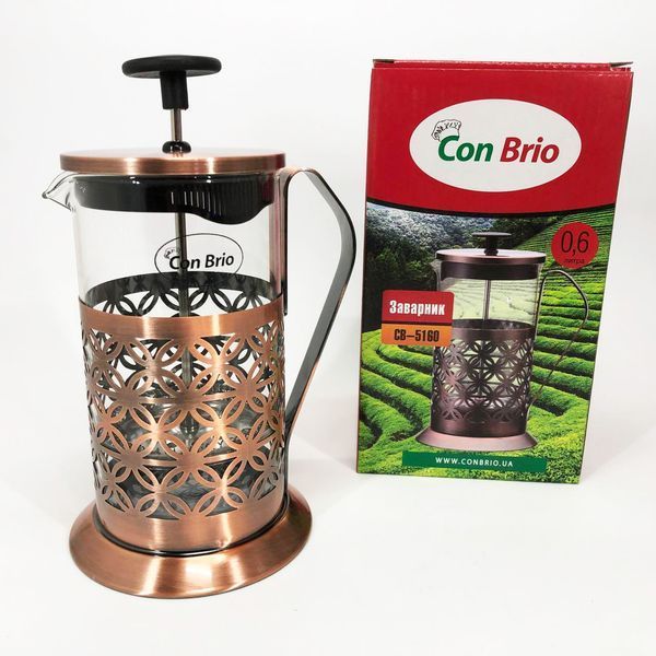 Френч-пресс Заварник для чая Con Brio CB-5160 600мл, Чайник самовар стеклянный, Чайники для заварки 00019103 фото