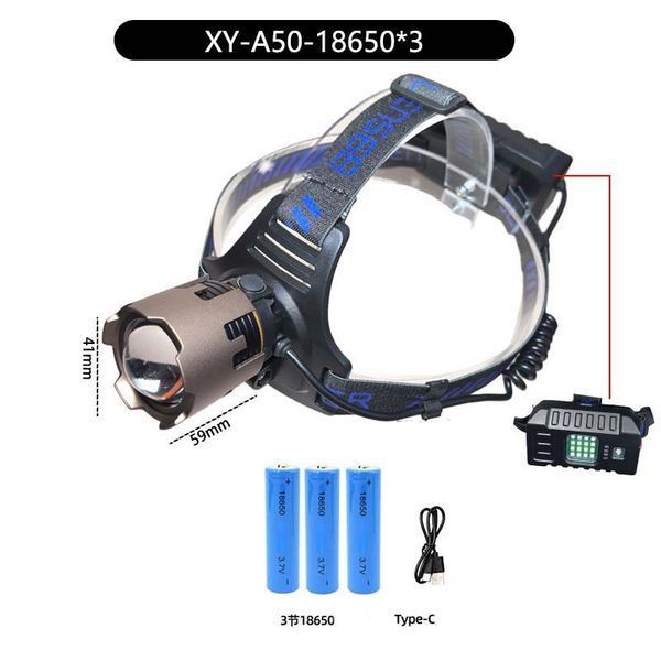 Ліхтар налобний A50-TG, Power Bank 3x18650 00023527 фото