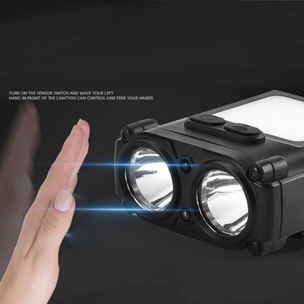 Світлодіодний ліхтар налобний sh-t808-2xpe-20smd-white/red з датчиком руху, потужний налобний ліхтар для риболовлі 00022963 фото