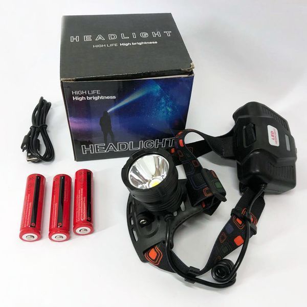 Фонарь налобный X-Balong XQ-218-HP50 аккумуляторный LED zoom с функцией Power Bank 3 режима работы 00022934 фото